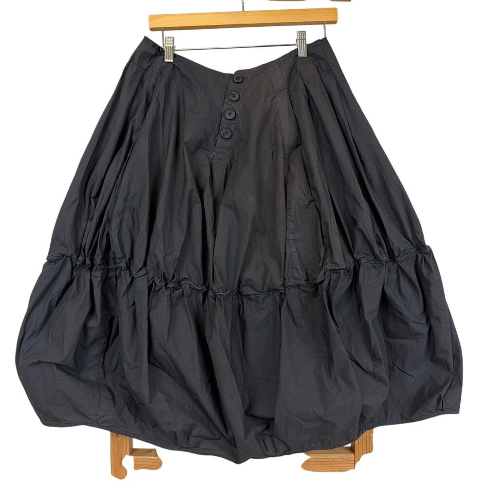 Ewa Iwalla Dark Gray Cotton Ruffle Bubble Hem Avant Garde Skirt MED